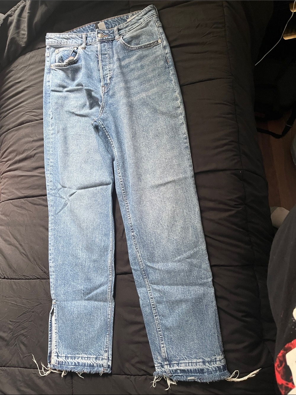 H&M Light Blue Straight Leg Jeans with Raw Hem